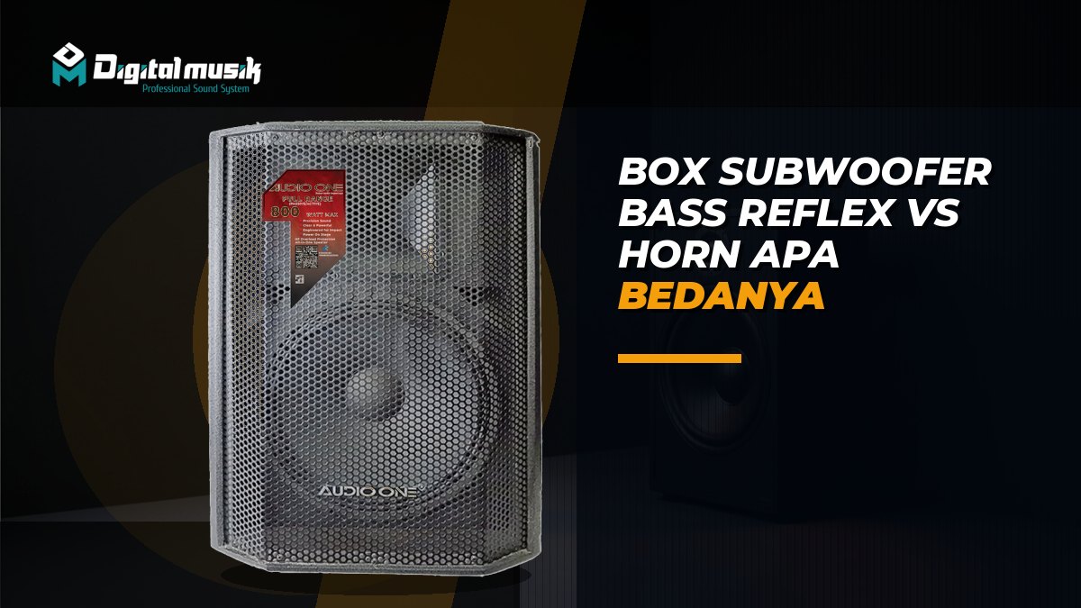 Perbandingan visual antara cabinet subwoofer bass reflex dan horn loaded