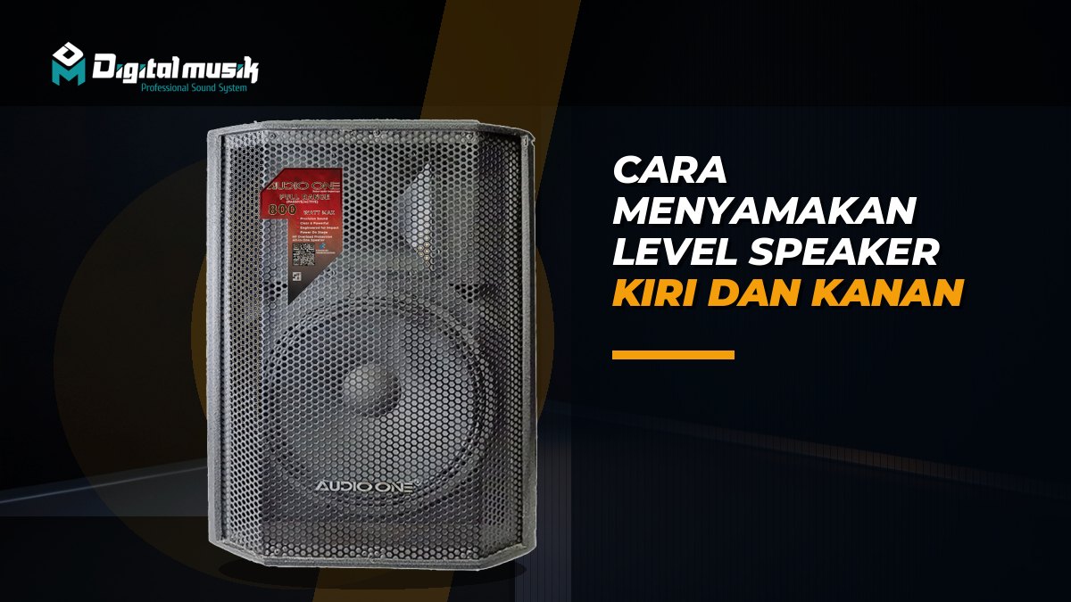 Teknisi audio sedang mengatur fader mixer untuk menyamakan level speaker kiri dan kanan
