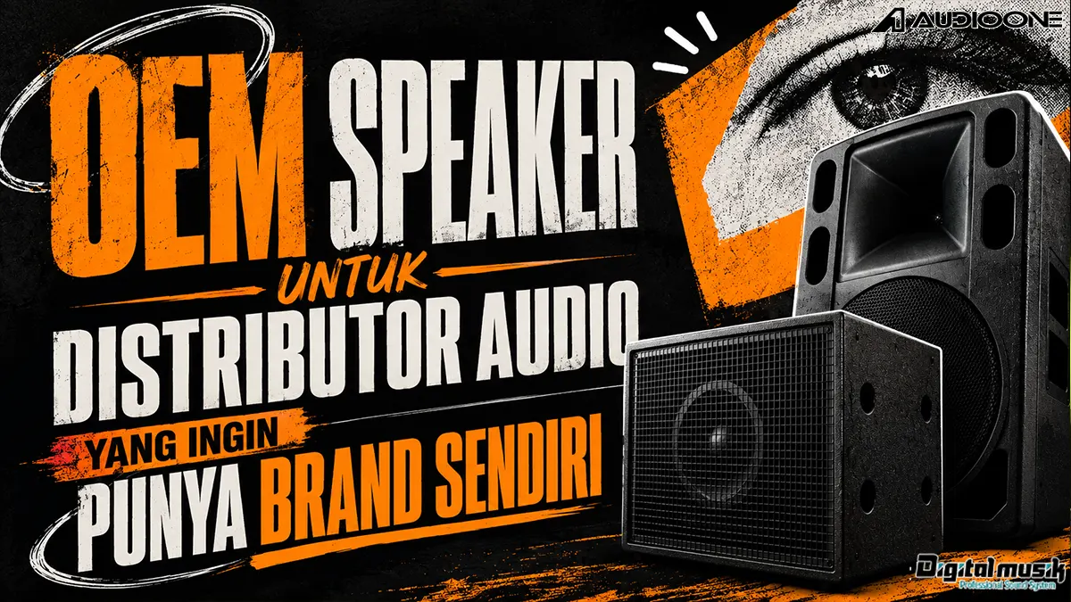 Proses produksi OEM speaker untuk brand audio lokal di bengkel Digital Musik