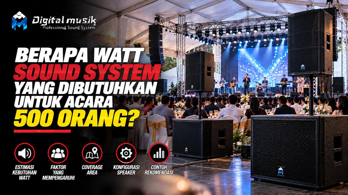 Orang-orang menikmati pertunjukan musik dengan sound system yang memadai untuk acara besar.