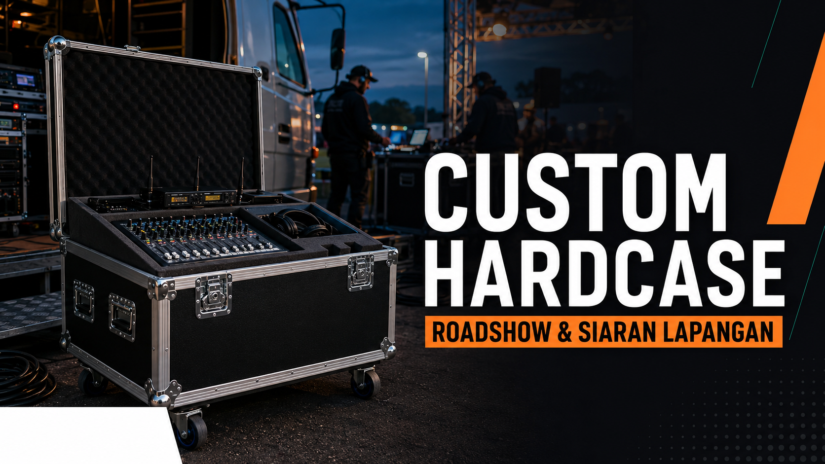 Proses produksi custom hardcase untuk peralatan audio profesional di workshop Digital Musik
