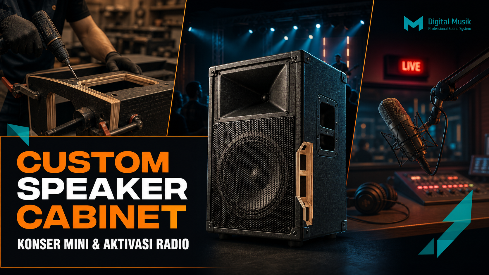 Proses fabrikasi custom speaker cabinet untuk kebutuhan event