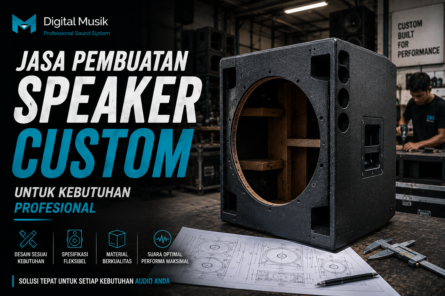 Proses manufaktur dan perakitan speaker custom di workshop Digital Musik