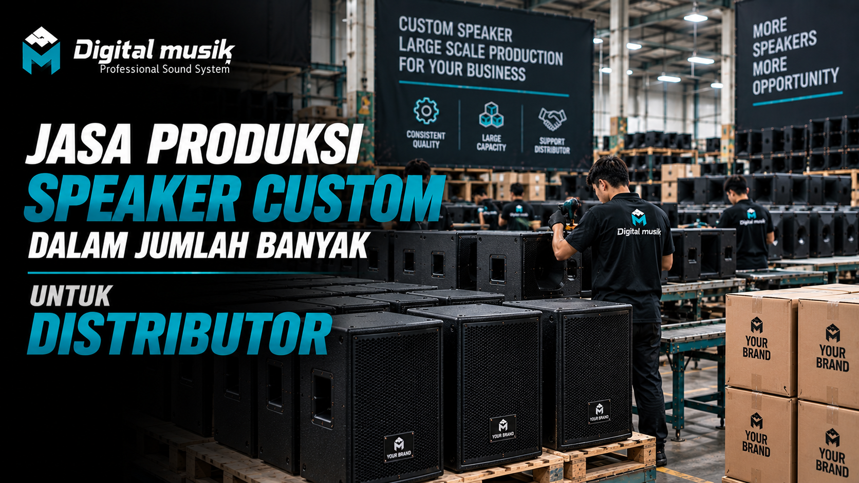 Proses fabrikasi box speaker profesional di workshop