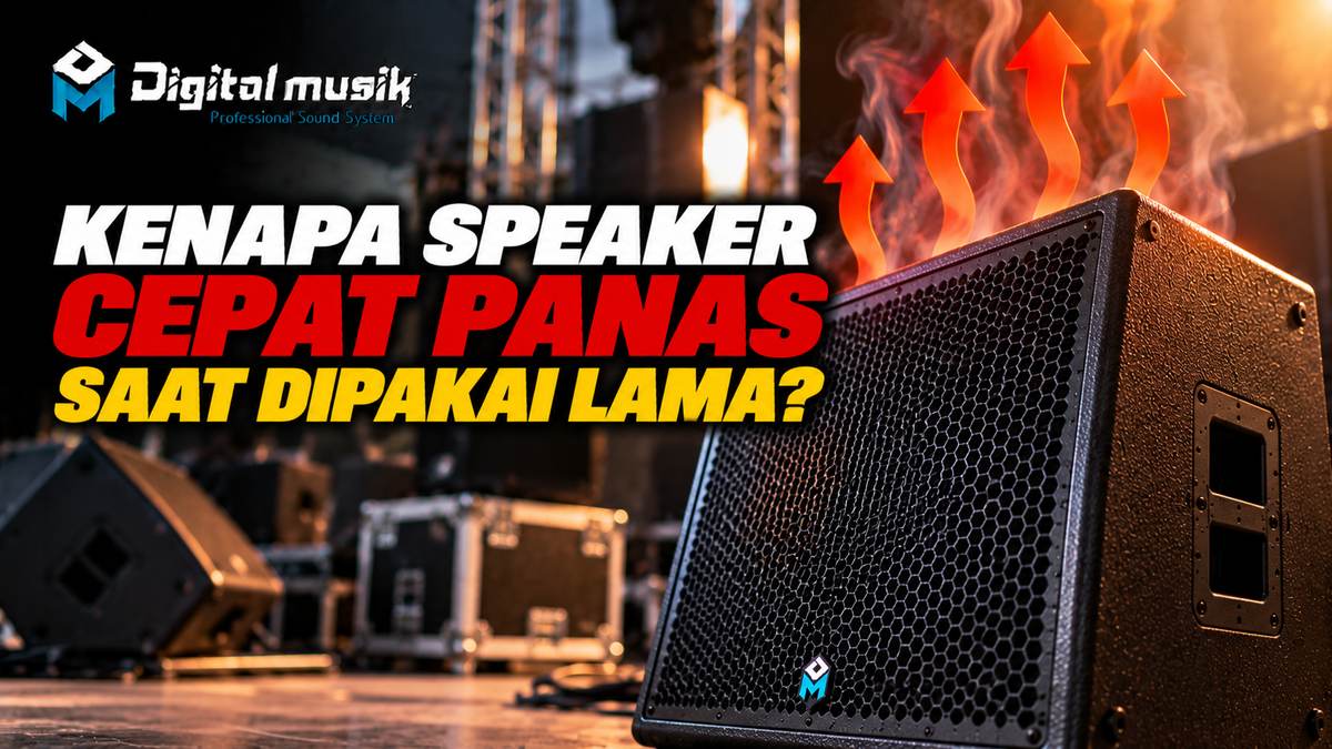 Ilustrasi speaker yang mengeluarkan asap tipis menandakan panas berlebih