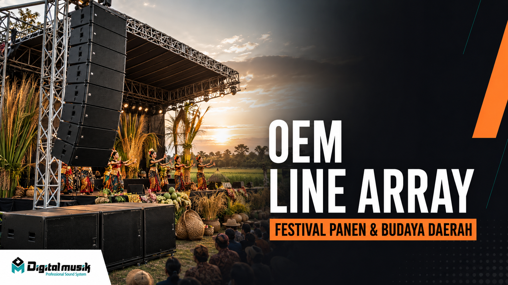 Panggung festival budaya daerah dengan sistem line array profesional