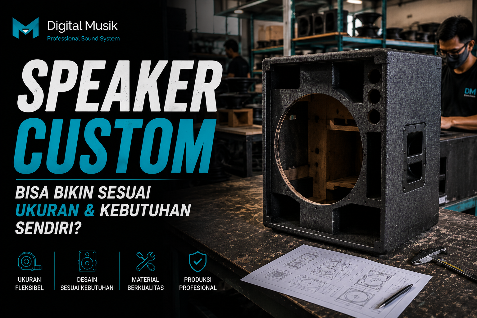 Proses fabrikasi speaker custom di workshop Digital Musik Indonesia