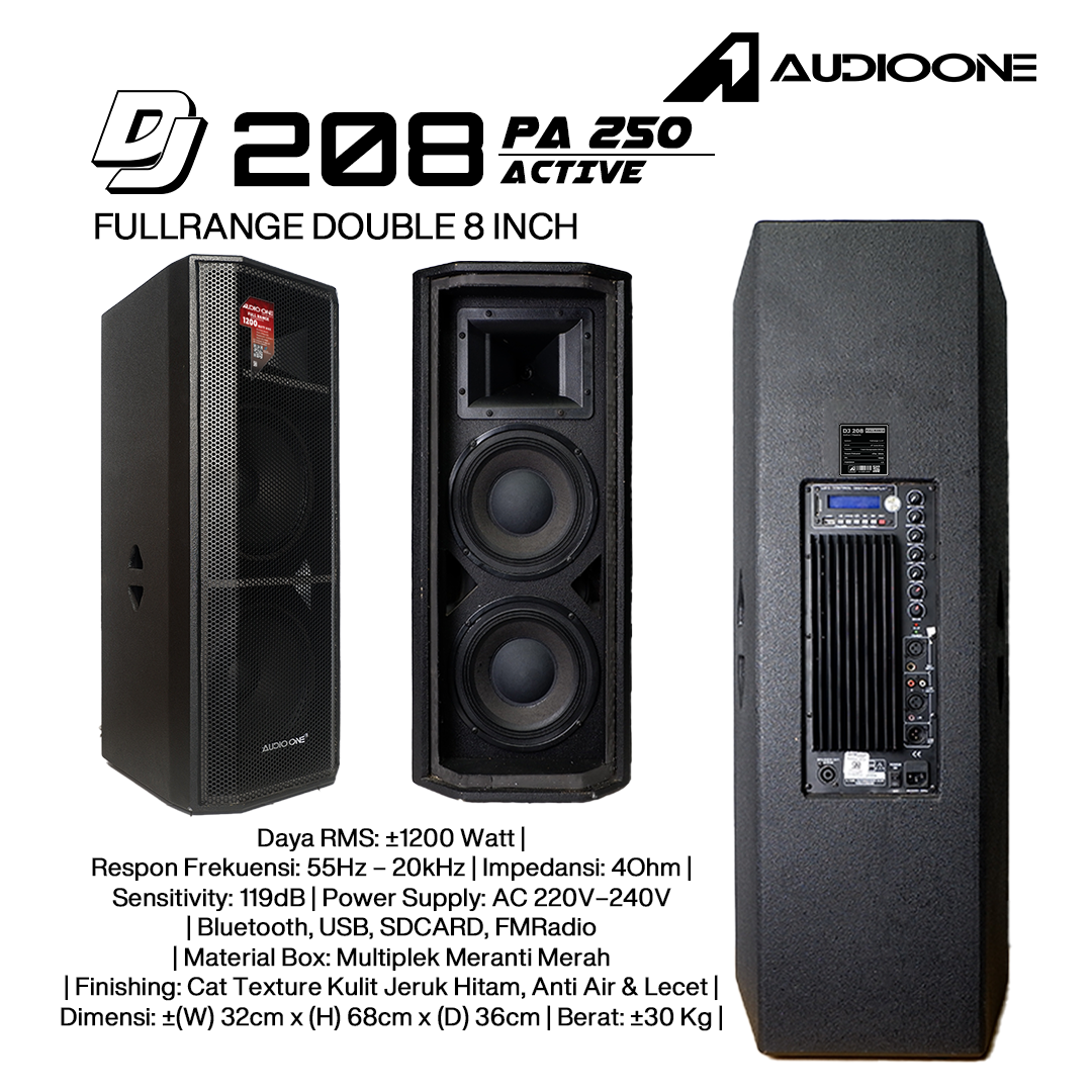 Audio One Speaker DJ-208 Double 8 Inch Aktif 1200W - PA 250