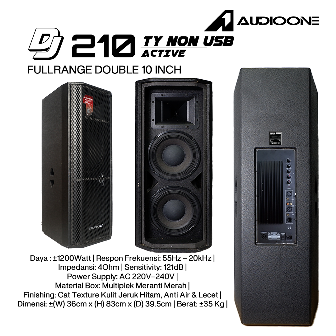 Audio One Speaker DJ-210 Double 10 Inch Aktof 1200W TY NON USB