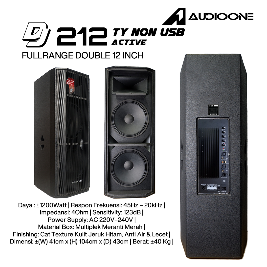 Audio One Speaker DJ-212 Double 12 Inch Aktif 1200W TY NON USB