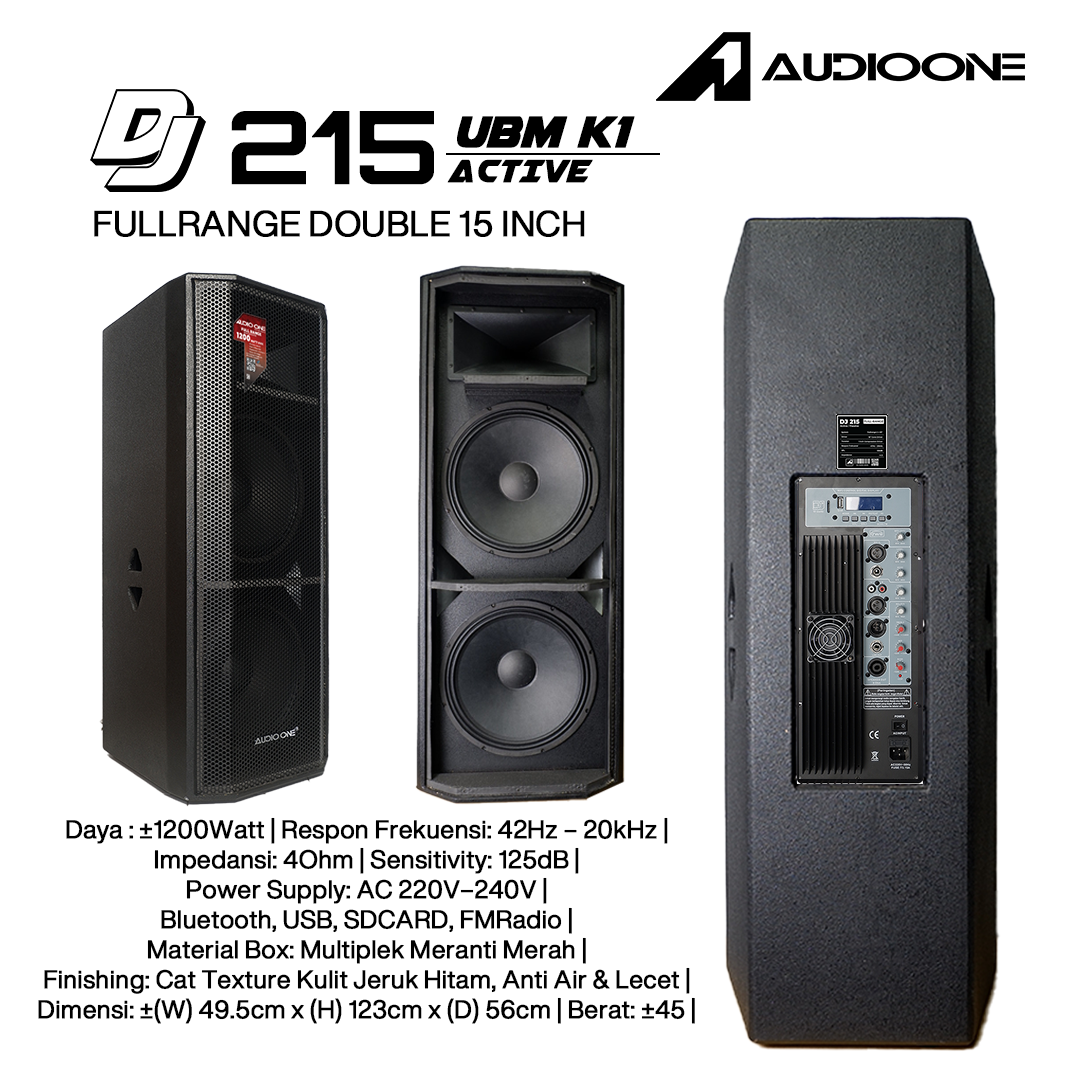 Audio One Speaker DJ-215 Double 15 Inch Aktif  1200W UBM K1