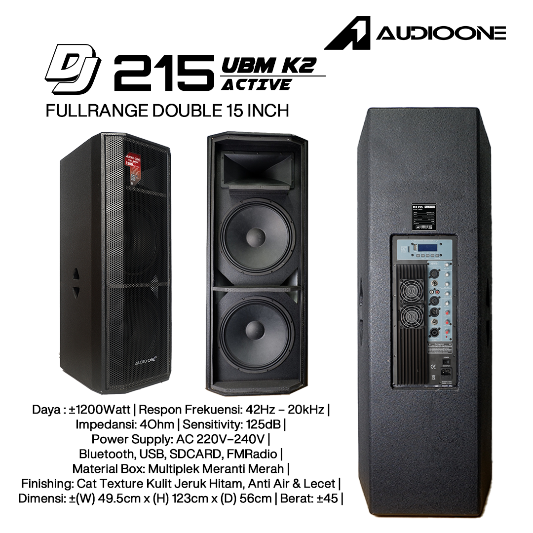 Audio One Speaker DJ-215 Double 15 Inch Aktif 1200W UBM K2