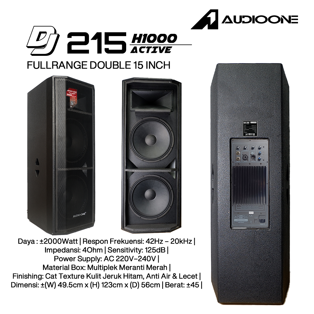 Audio One Speaker DJ-215 Double 15 Inch Aktif  2000W H-1000