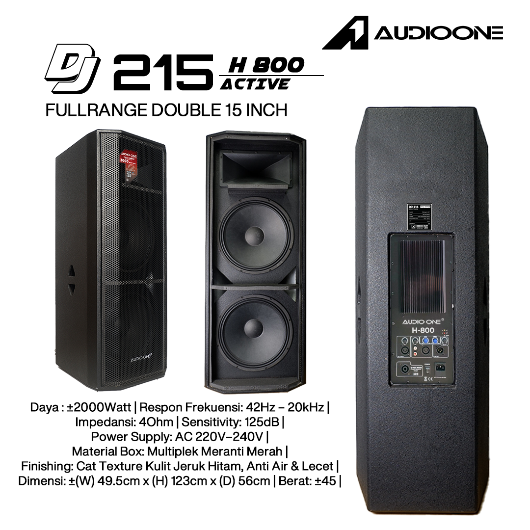 Audio One Speaker DJ-215 Double 15 Inch Aktif  2000W H-800