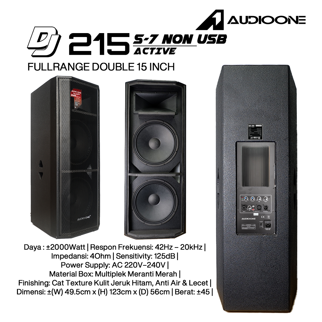 Audio One Speaker DJ-215 Double 15 Inch Aktif  2000W S7-NON USB