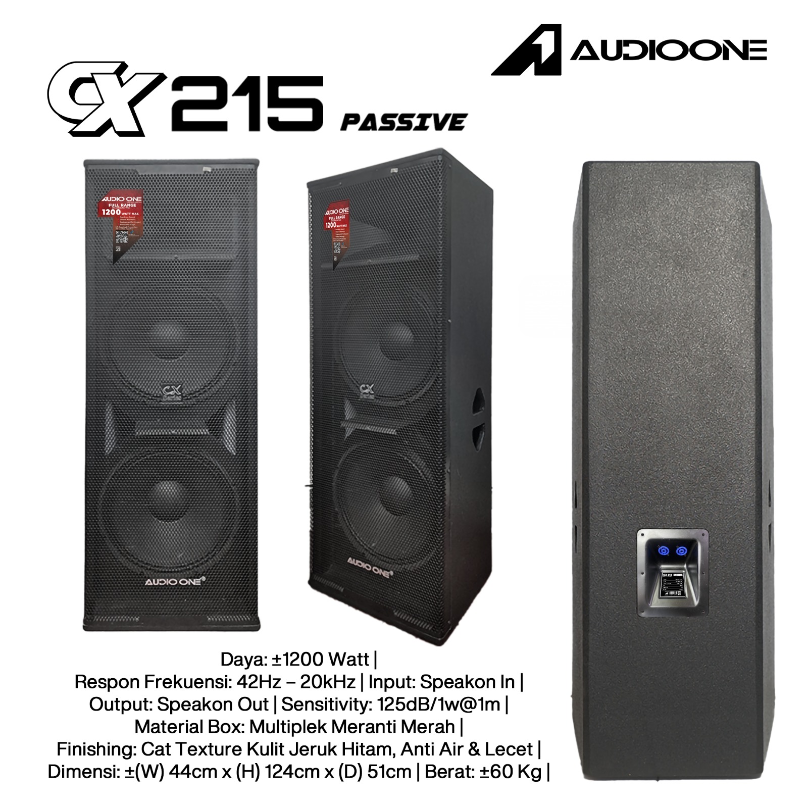 Audio One Speaker Double CX 2x15" Pasif 1200W CX 215P