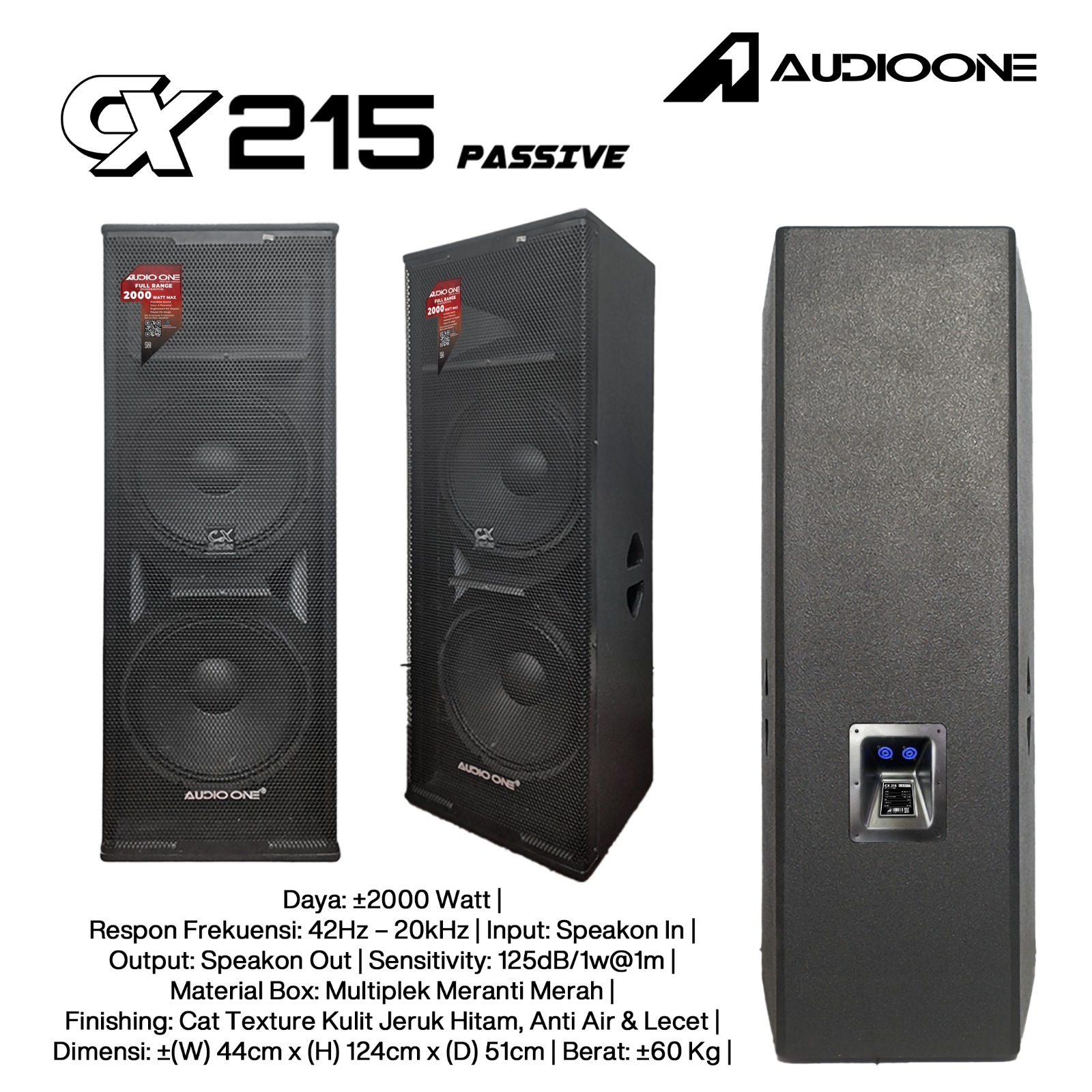 Audio One Speaker Double CX 2x15" Pasif 2000W CX 215P