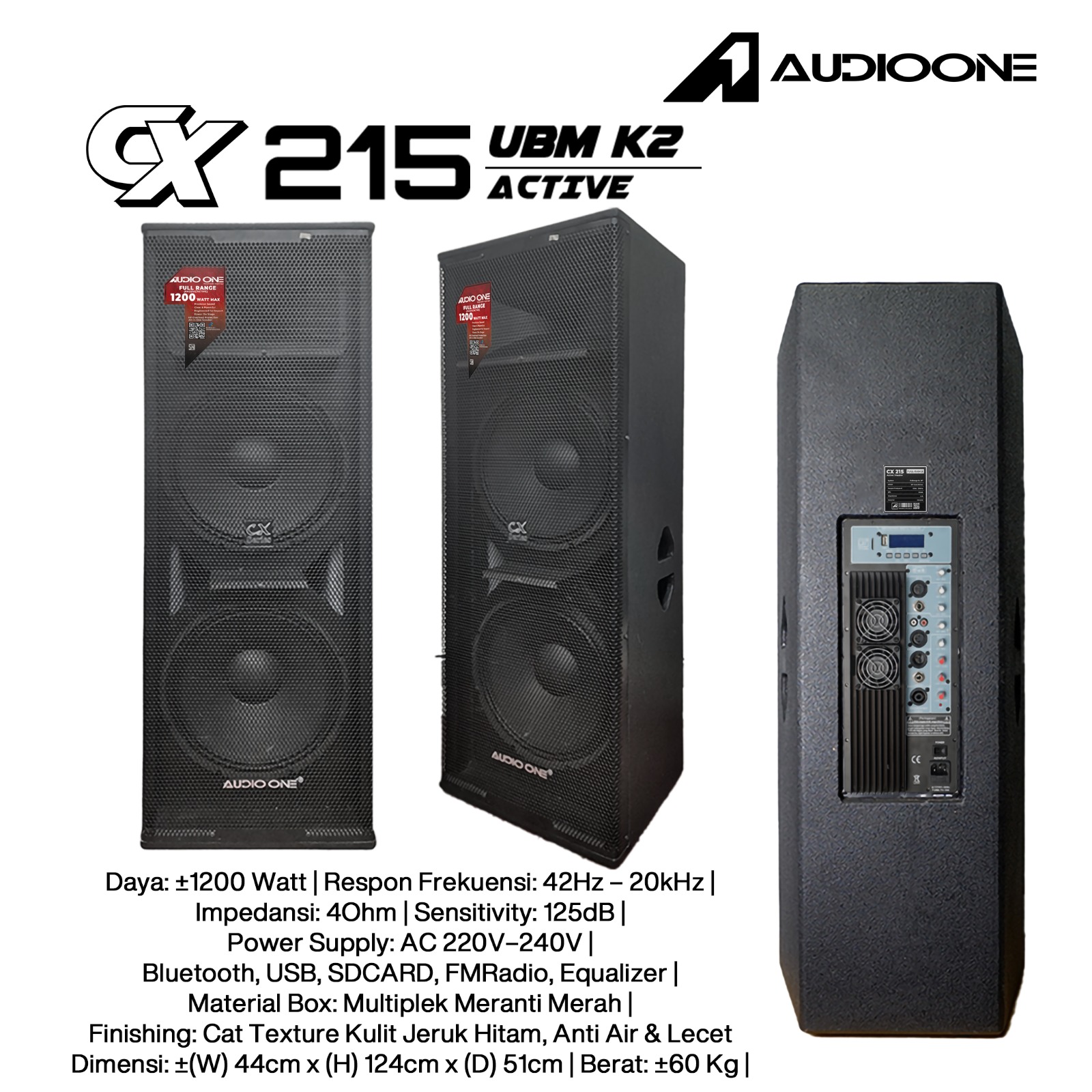 Audio One Speaker Double CX 2x15" Aktif 1200W UBM-K2 CX 215A
