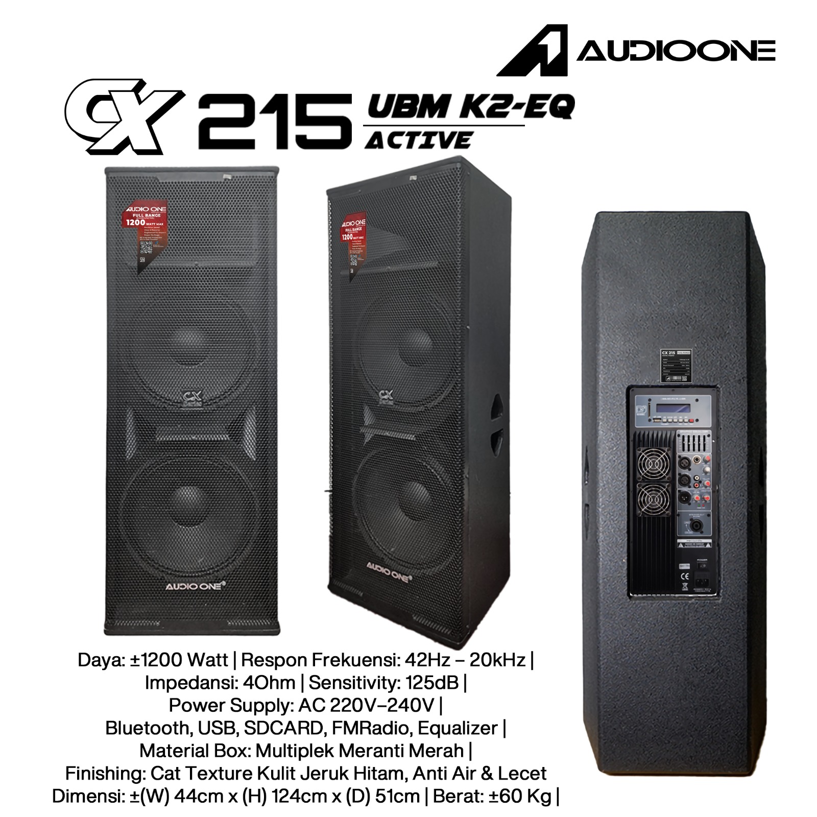 Audio One Speaker Double CX 2x15" Aktif 1200W K2-EQ CX 215A