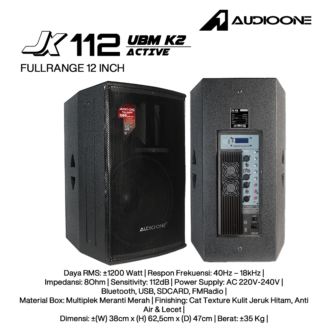 Audio One Speaker JX 12Inch Aktif 1200W UBM-K2 JX 112A