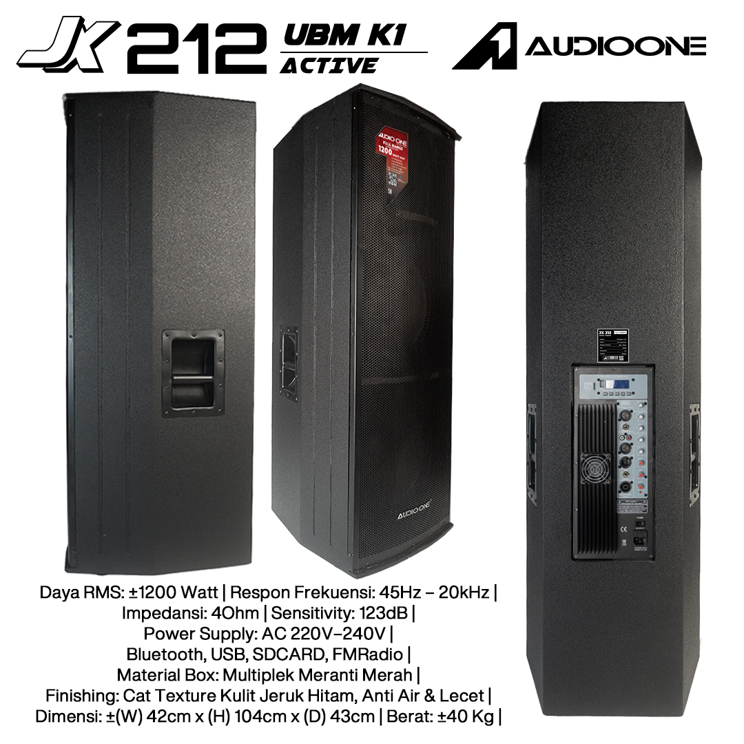 Audio One Speaker Double JX 2x12" Aktif 1200W UBM-K1 JX 212A