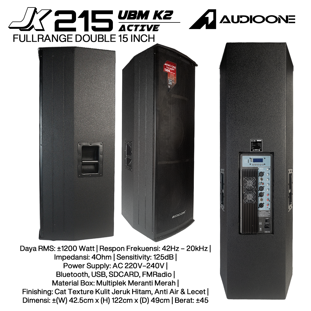 Audio One Speaker Double JX 2x15" Aktif 1200W UBM-K2 JX 215A