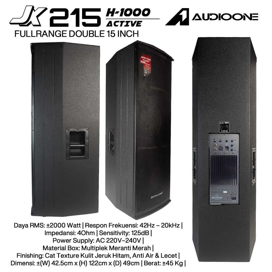 Audio One Speaker Double JX 2x15" Aktif 2000W H-1000 JX 215A