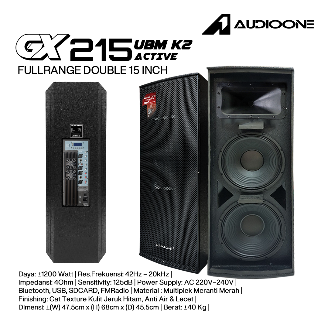 Audio One Speaker Double GX 2x15" Aktif 1200W UBM-K2 GX 215A