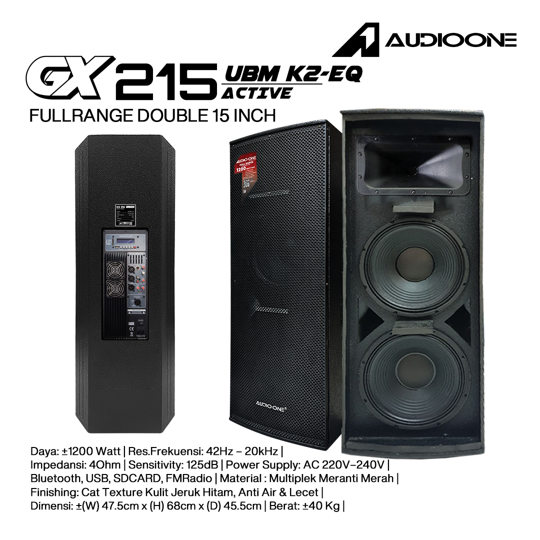 Audio One Speaker Double GX 2x15" Aktif 1200W K2-EQ GX 215A