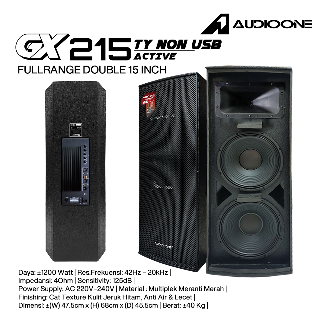Audio One Speaker Double GX 2x15" Aktif 1200W TY-NON GX 215A
