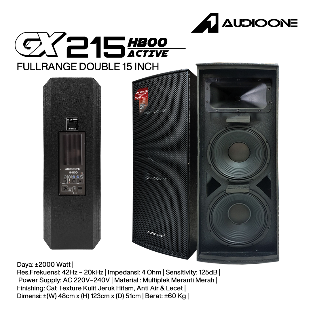 Audio One Speaker Double GX 2x15" Aktif 2000W H-800 GX 215A