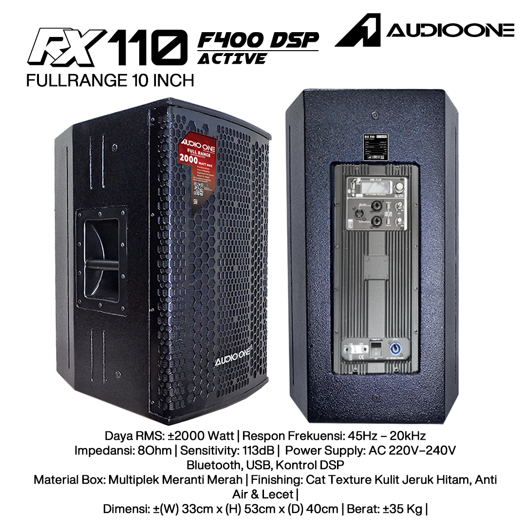 Audio One Speaker RX 10Inch Aktif 2000W DSP F-400 RX 110A