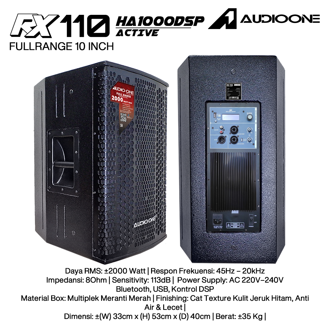 Audio One Speaker RX 10Inch Aktif 2000W DSP HA-1000 RX 110A