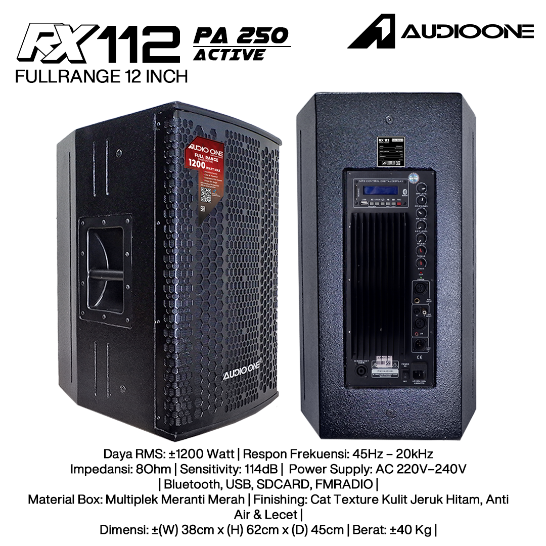 Audio One Speaker RX 12Inch Aktif 1200W PA-250 RX 112A