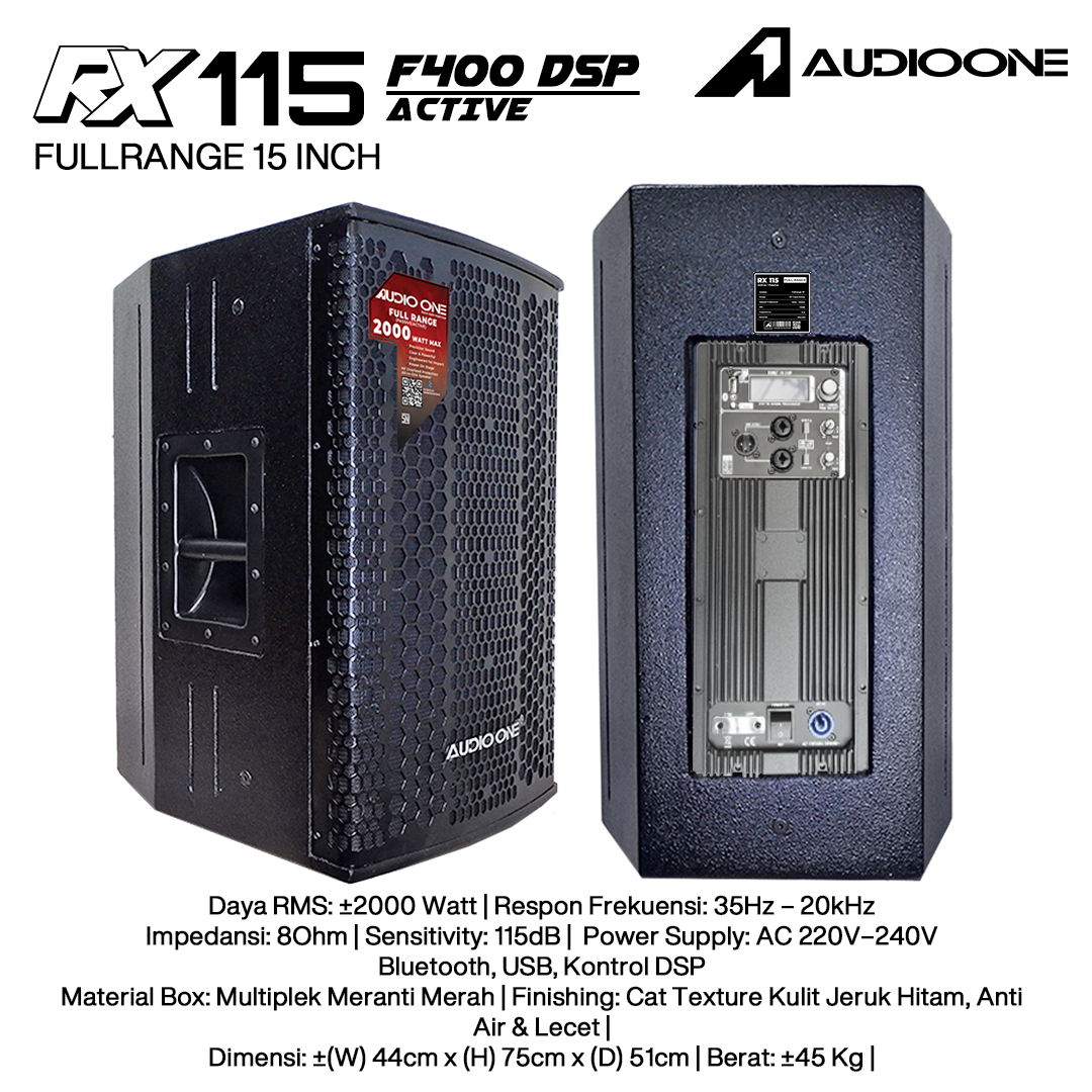 Audio One Speaker RX 15Inch Aktif 2000W DSP F-400 RX 115A