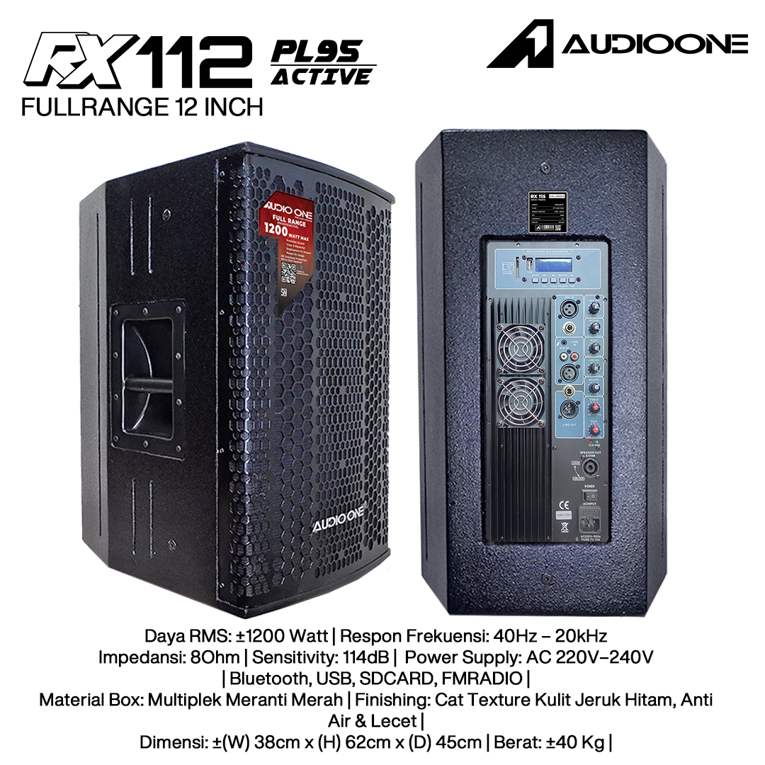 Audio One Speaker RX 12Inch Aktif 1200W PL-95 RX 112A