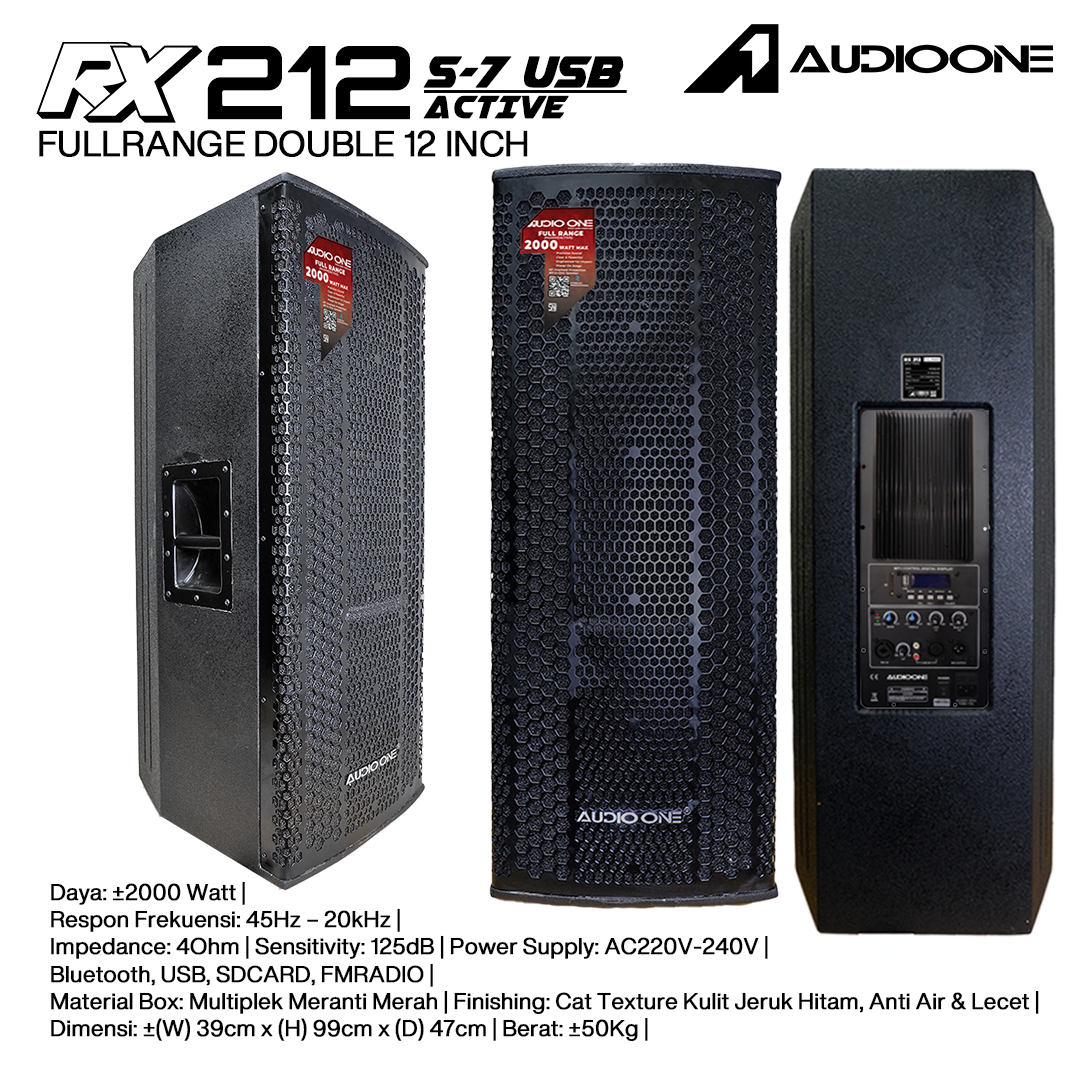 Audio One Speaker Double RX 2x12" Aktif 2000W S7-USB RX 212A