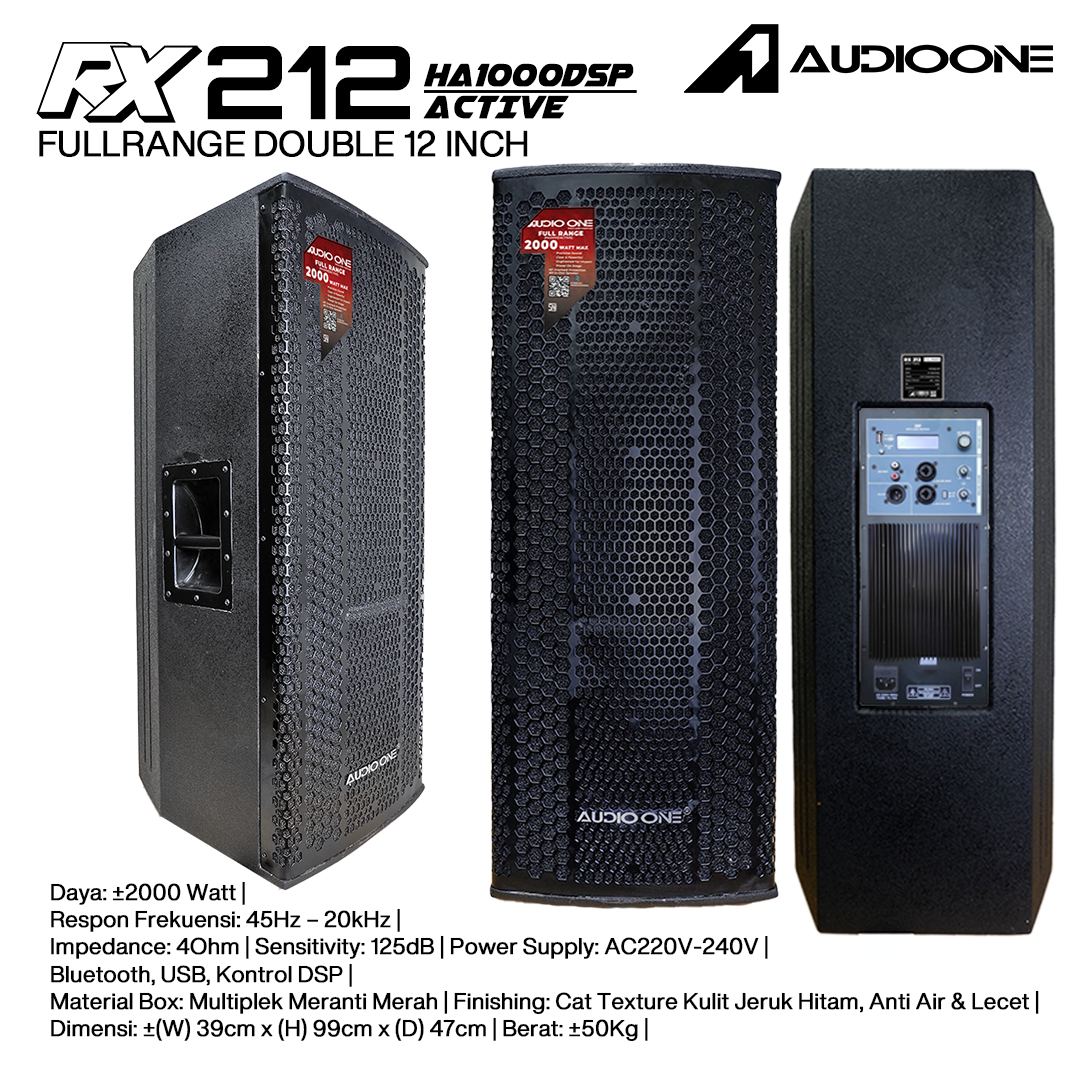 Audio One Speaker Double RX 2x12" Aktif 2000W DSP HA-1000 RX 212A