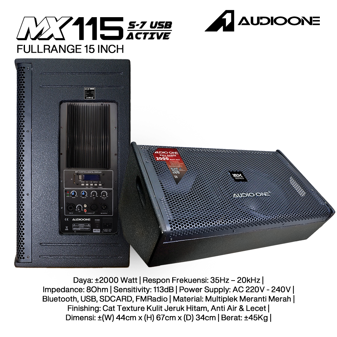 Audio One Speaker Monitor MX 15Inch Aktif 2000W S7-USB MX 115A